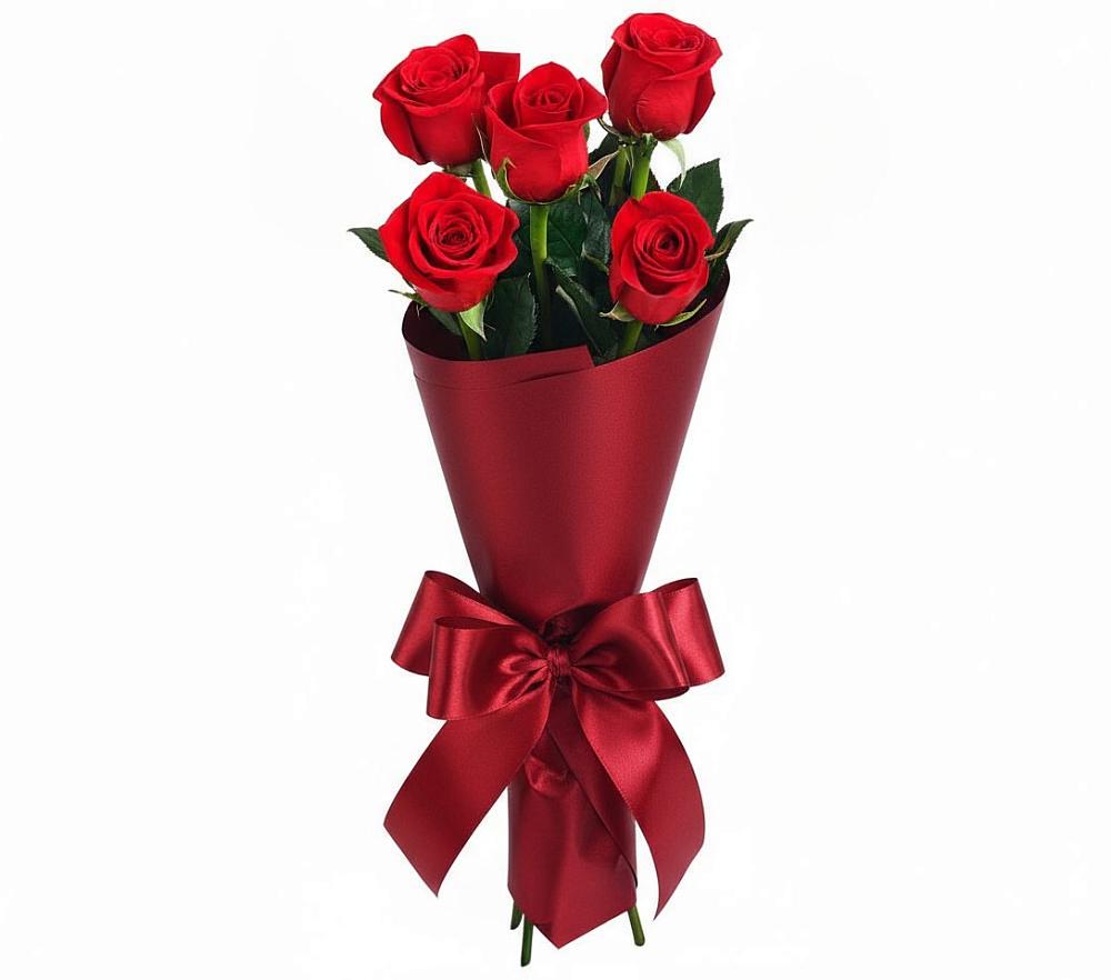 Букет 5 Красных роз Эдлесс Лав в Шенджий