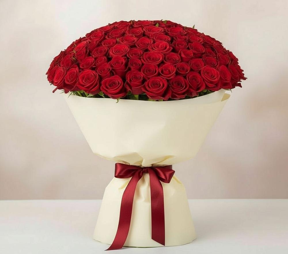 Букет 101 Красная роза Милано в Шенджий