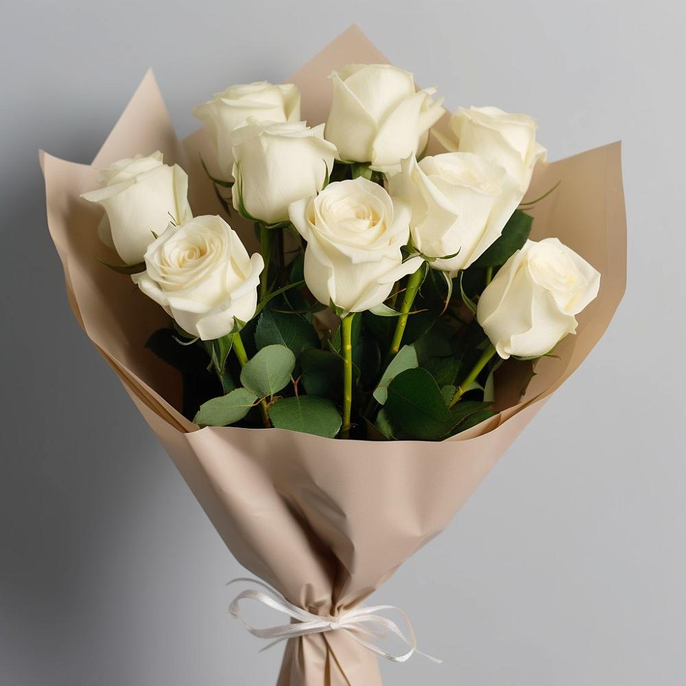 Букет 9 Белых роз Эдлесс Лав в Шенджий