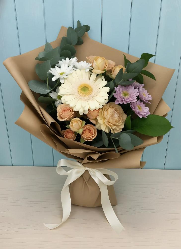 Букет цветов из: Герберы и Хризантемы в Шенджий