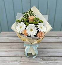 Букет цветов из:  Герберы, Розы и Хризантемы в Шенджий