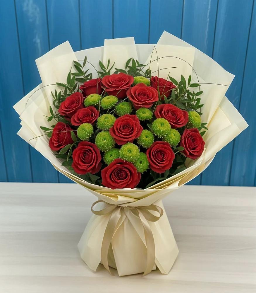 Букет цветов из: Розы и Хризантемы в Шенджий