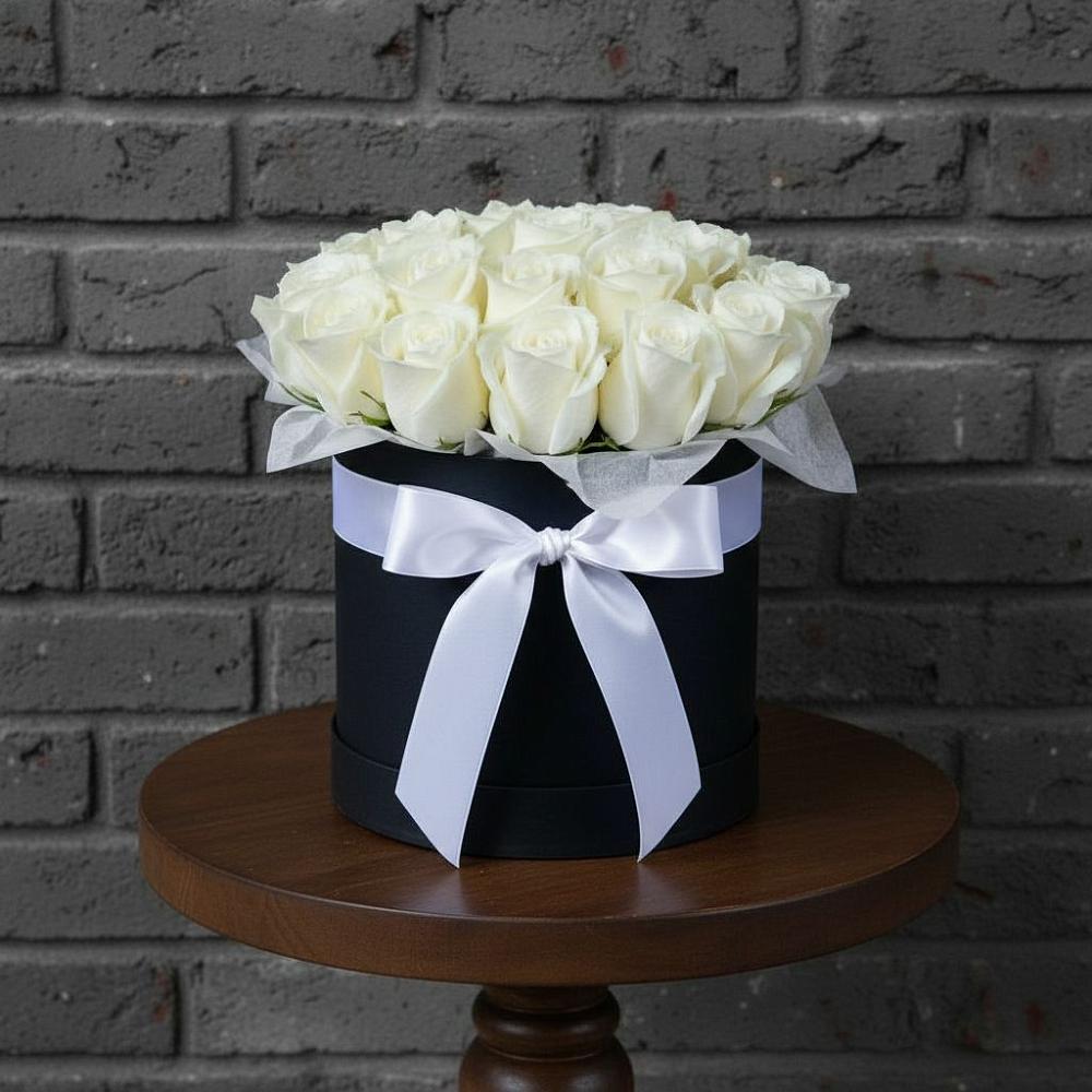 Цветочная композиция из Розы в шляпной коробке в Шенджий