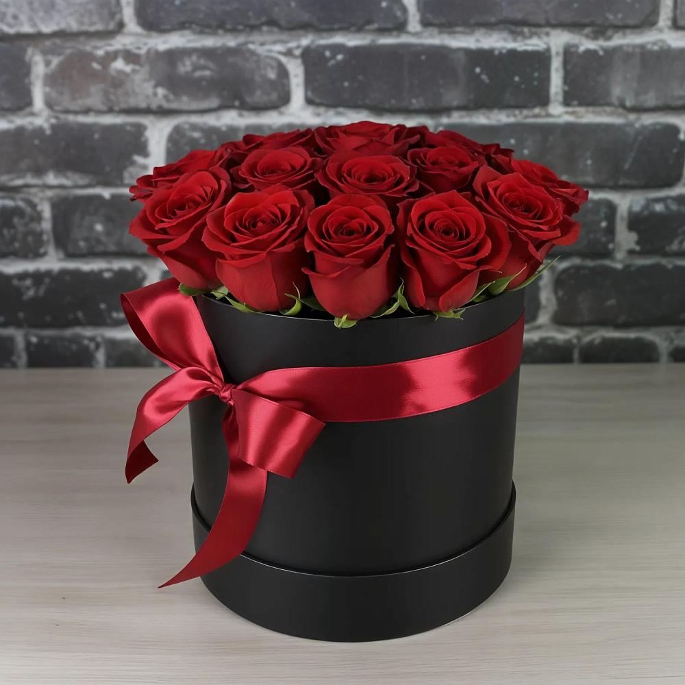 Цветочная композиция из Розы в шляпной коробке в Шенджий