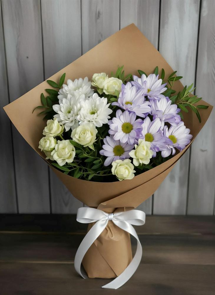 Букет цветов из: Хризантемы и Розы в Шенджий