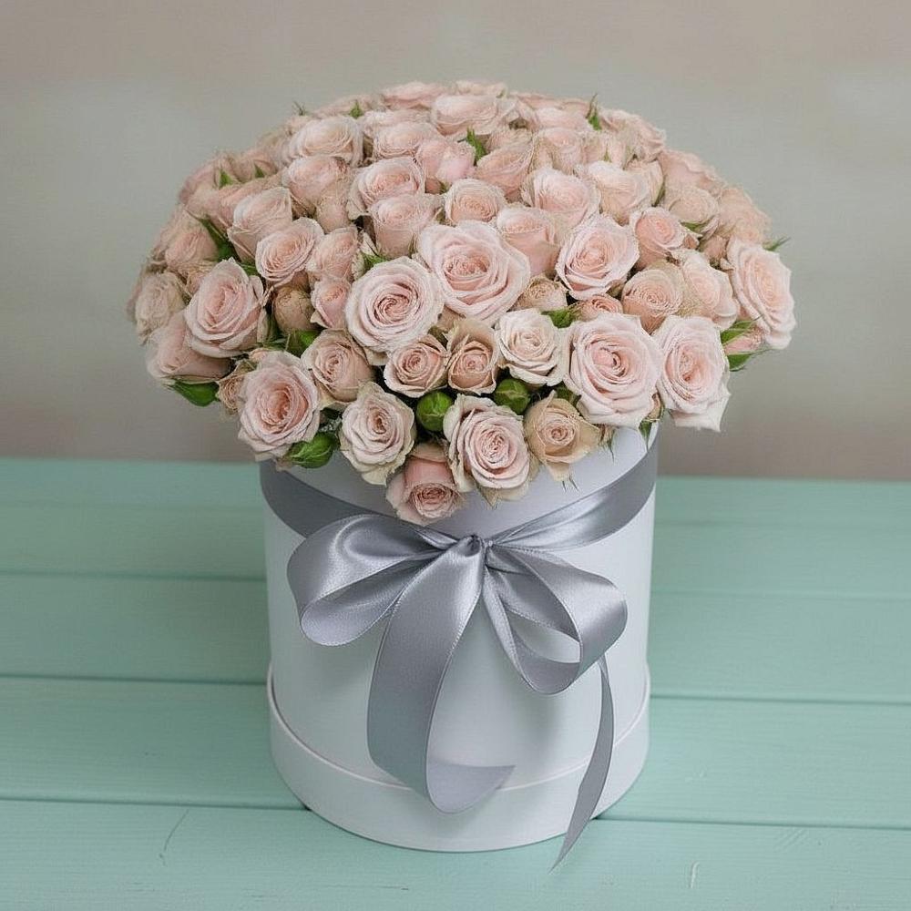 Цветочная композиция из Розы в шляпной коробке в Шенджий